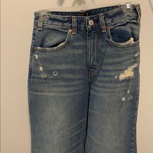 distressed abercrombie and fitch bell bottom jeans